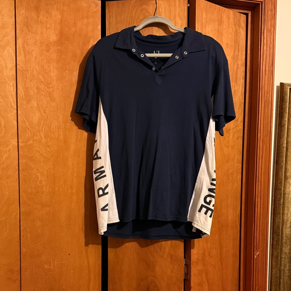 Armani Exchange Men’s Navy Polo with White Side Panels Size Xl